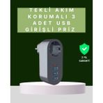 Marsilyan Termal Akım Korumalı 3 Usb'li Güvenli Priz – Akıllı Akım Dengeleme