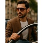 Marsilyan- Tomy Unisex Kahverengi Çerçeveli Erkek Güneş Gözlüğü – UV400 Korumalı, Retro Stil - Renkli