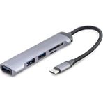 Marsilyan USB Hub Combo 5ın1 USB Type-C Sd + Tf Card Gri HDX7039