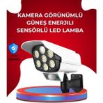 Marsilyan Uzaktan Kumandalı Güneş Enerjili LED Güvenlik Lambası Kamera Tipi Hareket Sensörlü - Renkli - standart