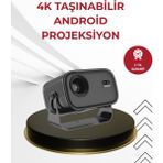 Marsilyan Wifi 6 ve Bluetooth 5 Bağlantılı Taşınabilir Projeksiyon Makinesi - Çok Renkli