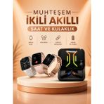 Marsilyan Wireless Şarjlı Akıllı Saat ve Dijital Göstergeli Kablosuz Bluetooth Kulaklık Nabız Ölçer - Çok Renkli