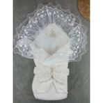 Marsilyan Yenidoğan Kumru Soft Cotton Taç Nakışlı Trilüks Kundak Bebek Battaniyesi - Ekru
