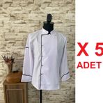 MARTEN 5 ADET BEYAZ UZUN KOL ŞEF AŞÇI ÇEKETİ/AŞÇI GÖMLEĞİ (AŞÇ-ÜT 10003) (Beyaz, M)