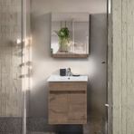 Martha Life Mona 2’li Banyo Dolabı Seti 55 cm - %100 Mdf, Lavabolu Alt Dolap ve Aynalı Üst Dolap - Kahverengi