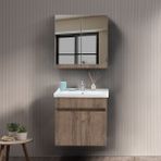 Martha Life Mona 2’li Banyo Dolabı Seti 65 cm - %100 Mdf, Lavabolu Alt Dolap ve Aynalı Üst Dolap - Kahverengi