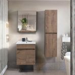 Martha Life Mona 3’lü Banyo Dolabı Seti 55 cm - %100 Mdf, Lavabolu Alt Dolap ve Aynalı Üst Dolap - Kahverengi