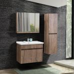 Martha Life Mona 80 cm Kahverengi %100 Mdf Lavabolu Banyo Dolabı, Aynalı Üst Dolap ve Boy Dolabı