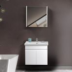 Martha Life Venna 2'li Banyo Dolabı Seti 65 cm - %100 MDF, Lavabolu Alt Dolap ve Aynalı Üst Dolap - Beyaz