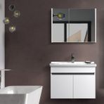 Martha Life Venna 2'li Banyo Dolabı Seti 80 cm - %100 MDF, Lavabolu Alt Dolap ve Aynalı Üst Dolap - Beyaz