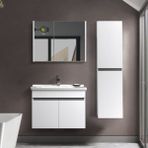 Martha Life Venna 3'lü Banyo Dolabı Seti 80 cm - %100 MDF, Lavabolu Banyo Dolabı, Aynalı Üst Dolap ve Boy Dolabı - Beyaz