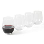 Martha Stewart Farrow 18 oz Büyük Sapsız Çok Amaçlı Şarap Kadehi Seti, Kırmızı veya Beyaz Şarap İçin, 4'lü Set