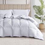 MARTHA STEWART Lüks Kaz Tüyleri Kuş Tüyü Lifli Yorgan İkiz Boy - Otel Kalitesinde Hipoalerjenik Yorgan%100 Pamuk Tüm Mevsimler Orta Sıcaklık 168 x 228 cm (Beyaz)