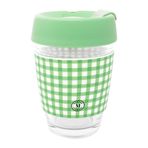 Martha Stewart Yalıtımlı Kahve Bardağı, 14oz Su Geçirmez Kapaklı ve Yeşil Pötikareli Silikon Kılıflı Seyahat Kahve Kupası, Sıcak veya Soğuk İçecekler, Arcadian Yeşil Pötikareli