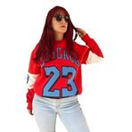 Martino Butik UNISEX OVERSİZE CHİCAGO 23 BASKILI POLARLI SWEATSHİRT KIRMIZI S