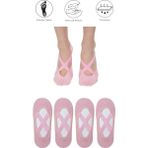 Maruf Shop 4 Adet Bayan Kaydırmaz Tabanlı Yoga Pilates Fitness Dans ve Spor Çorabı - Pembe - 36 - 40