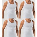 Maruf Shop 4 Adet Erkek Slim Fit Dar Kalıp Likralı Penye Sporcu Atleti(Rambo Atleti) - Beyaz - XL