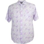 Maruf Shop Büyük Beden Erkek Gömlek Kısa Kol Desenli Lila - 2XL - Beyaz