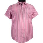 Maruf Shop Büyük Beden Erkek Gömlek Kısa Kol Pembe Çizgili - 2XL