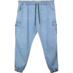 Maruf Shop Erkek Büyük Beden 100-156 Kilo Arası Için Uygun Kargo Cepli Jogger Kot Pantolon - Açık Mavi - 8XL