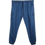 Maruf Shop Erkek Büyük Beden 100-156 Kilo Arası Için Uygun Kargo Cepli Jogger Kot Pantolon - Mavi - XL
