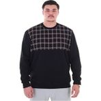 Maruf Shop Erkek Büyük Beden 122 KILO-158 Kilo Arası Için Uygun Geniş Kalıp Bisiklet Yaka Pamuklu Selanik Kazak - Siyah - 5XL