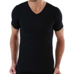 Maruf Shop Erkek Kısa Kol V Yaka Slimfit Likralı Düz Mody Tişört - XL - Siyah