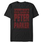 Marvel Big & Tall Spiderman's Real Name Üst Kısa Kollu Siyah Erkek T-shirt