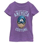 Marvel Çocuk Kaptan Amerika Cadılar Bayramı Kostümü Kız Funda Tişört, Purple Berry, XL