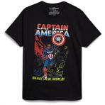 Marvel Erkek Grafik Tişört - Avengers Spiderman Captain America Kısa Kollu Bisiklet Yaka Grafik Tişört Erkekler için (S-XL), Siyah Kaptan Amerika, XL