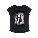Marvel Falcon and the Winter Asker Takımı Poster Rolled Sleeve Siyah Kadın T-shirt
