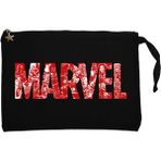 Marvel Heroes In Post 3 Siyah Clutch Astarlı Cüzdan / El Çantası - 25x18cm