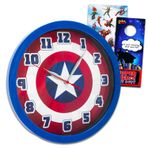 Marvel Kaptan Amerika Duvar Saati Çocuklar Yetişkinler için Paket ~ 25,4 cm Kaptan Amerika Saati Duvar Sanatı Oda Dekoru Avengers Çıkartmaları Kaptan Amerika Avengers Saat