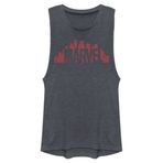 Marvel Klasik Skyline Logolu Büyük Beden Kolsuz Denim Blue Heather Kadın Atlet