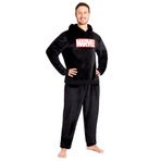 Marvel Pijama, erkek, uzun, polar ev kıyafeti, kapüşonlu erkek pijama, üst giyim, Siyah, 3XL
