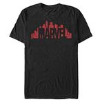 Marvel Şehir Silüeti Logo Erkek Bisiklet Yaka T-Shirt Siyah L