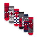 Marvel Spiderman Boys 6'lı paket çorap | çocuklar için çok renkli sportif karakter çorabı | Spider-Man Avenger süper kahraman grafik ayakkabı | rahat çocuk çorabı seti paket film oyunu ticari hediye,