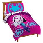 Marvel Spidey & His Amazing Friends Ghost Gwen 4 Piece Toddler Bed Set - Bedding Includes Comforter & Sheet Set - Super Soft Fade Resistant Microfiber