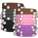 MARY LAVENDER Büyük Süper Esnek Saç Bağları Bilezik İncili Tüm Saç Tipleri için 5 Renk Kırılmayan Saç Lastikleri At Kuyruğu Tutucular Saç Scrunchies 5 cm Çap Kayma Yok Takılma Yok (20 adet, Renk 3)