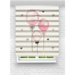 MAS Kız Çocuk Odası Balon ve Kurdele Desenli Dijital Baskılı Zebra - Stor Perde - 260 x 200 cm - Çok Renkli