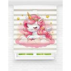 MAS Kız Çocuk Odası - Sevimli Unicorn Desenli Dijital Baskılı Zebra Stor Perde - 130 x 200 cm - Çok Renkli