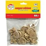 Mas Mileo 1844 Ahşap Düğme 1.2-2.5Mm Karma 60'Lı Naturel