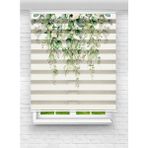 MAS Mutfak Odası Yeşil Sarmaşıklar Dijital Baskılı Desenli Zebra - Stor Perde - 110 x 280 cm - Çok Renkli
