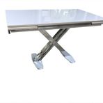 Masa 13918 X Ayak Model Metal Nikelaj Dikdörtgen Kelebek Yan Açıl Tabla Üstü Cam