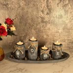 Masa Centromets için Wnvivi 4 Tealight Mum Seti, Oval Tepsili Çiftlik Mumluk Dekorasyonu, Sehpa Dekoru, Ahşap Orta Masalar