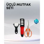 Masa Dostu Çok Fonksiyonlu Mutfak Makas Seti – 3 Makas, Bileyici ve Soyacak Dahil Tdms-07 - Renkli