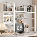 Masa Genişletici Nizer Raf, Pegboard Teşhir Standı, Ağır Hizmet Tipi 50kg Kapasite, İş İstasyonu Aksesuarları, Beyaz 55x68x20cm / 22x27x8in - Ev Ofis ve Stüdyo için Mükemmel