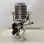 Masa Lambası, Mikrofon Robot Lamba Stutue Endüstriyel Retro Buhar Punk Dekorasyon Gece Lambası Yaratıcı Eğlence Masası Ev Çalışma Masası Lambası Noel Hediyeleri, Siyah