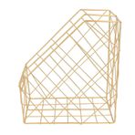 Masa Magazine Tutucu, Basit Geometri Metal Uzay Tasarrufu Masa Dergisi Dosyası Doküman Klasörü, Dergi Dosyası Sahibi, Ofis Masa Aksesuarları Dekoratif Dosya Kutusu (2 bölme altın)