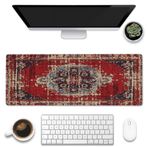 Masa Matı, Boho Halı Tarzı Büyük Oyun Mouse Pad Masa XL için, Boho Halı Masa Pedi, Kaymaz Tabanlı ve Dikişli Kenarları ile Genişletilmiş Büyük Bilgisayar Klavye Mouse Pad 80 cm x 30 cm